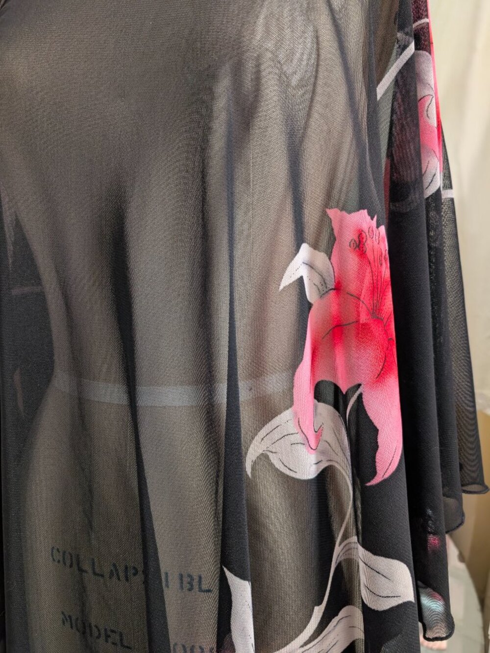 Sheer black floral lightweight cape shawl - Picture 9 of 9